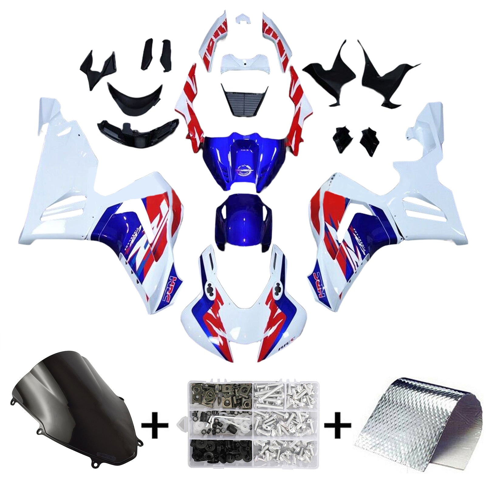 Kit de carénage Amotopart Honda CBR1000RR-R 2020-2023 blanc et bleu