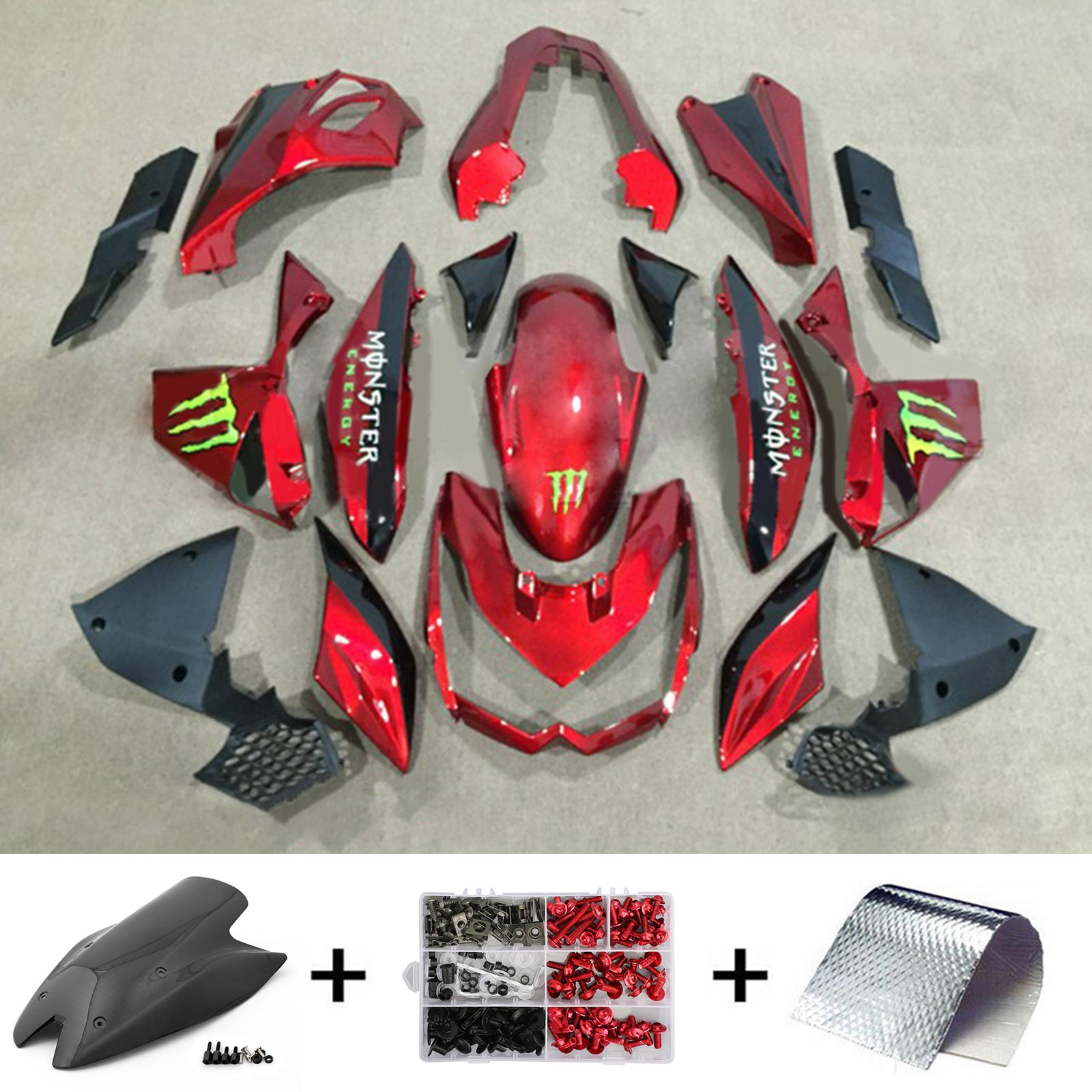 Kit carena Amotopart 2010-2013 Z1000 Kawasaki rosso lucido