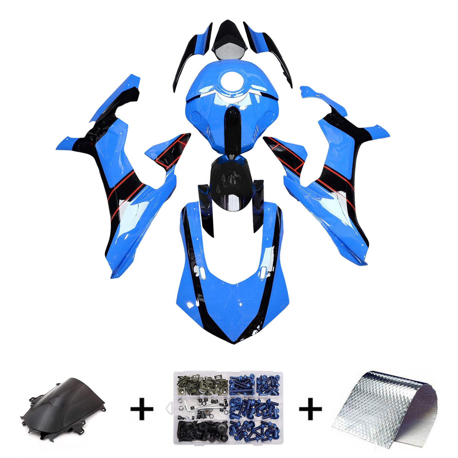 Amotopart 2015-2019 Yamaha  YZF-R1 Blue & Black Fairing Kit