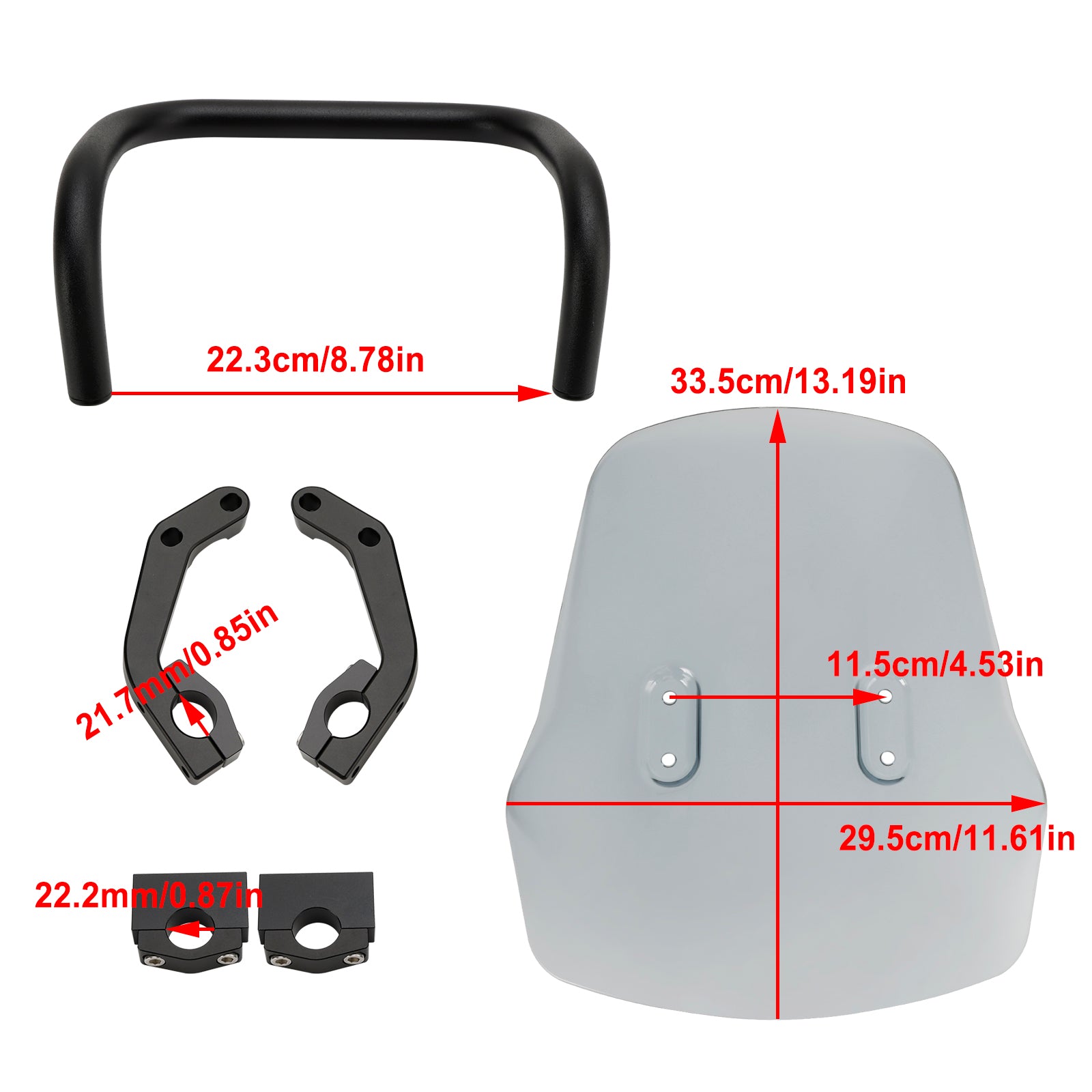 Windshield WindScreen + Bracket fit for HONDA CRF250L/S CRF250M CRF300L 21-22