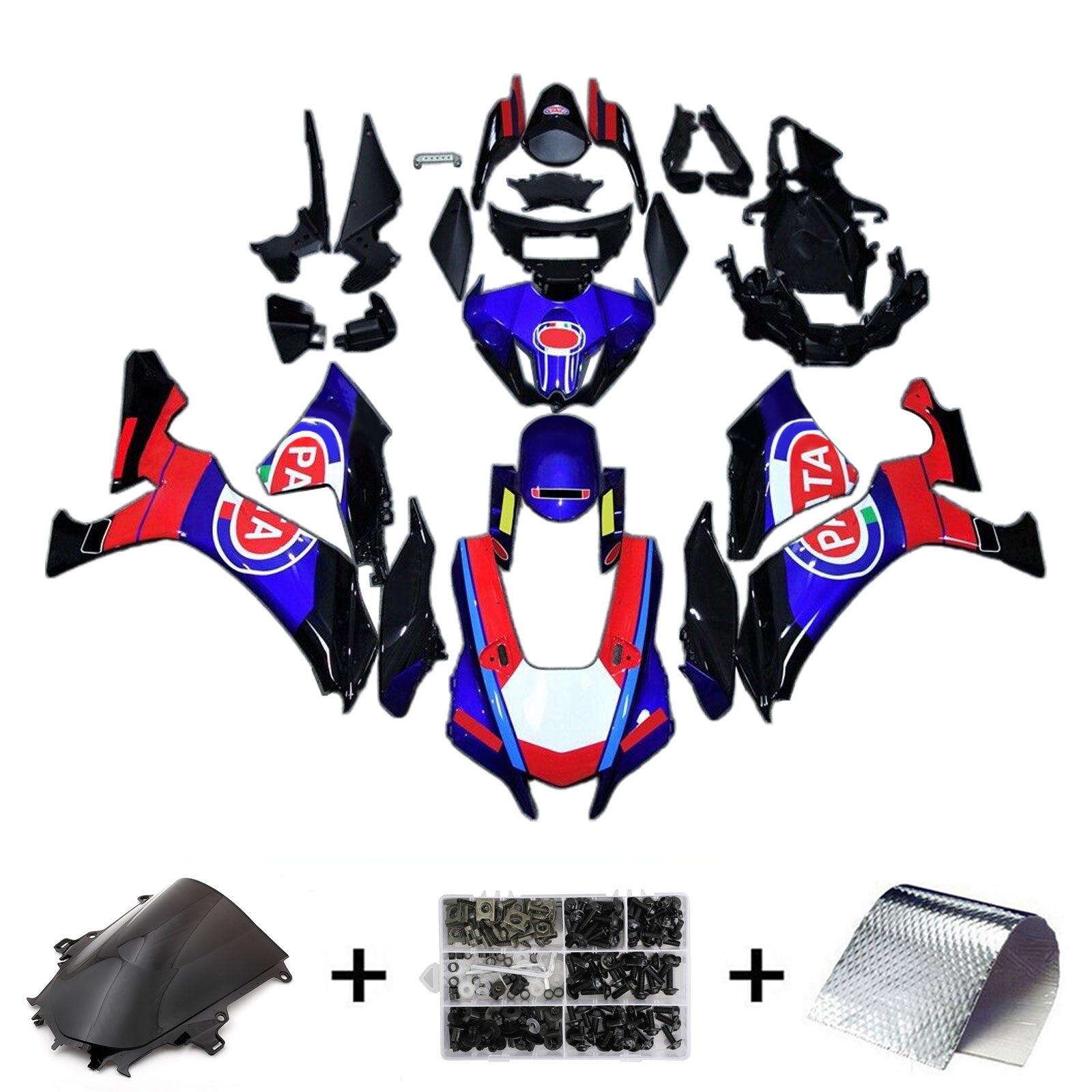 Amotopart 2020-2024 Yamaha YZF R1 Kit de carénage noir bleu rouge