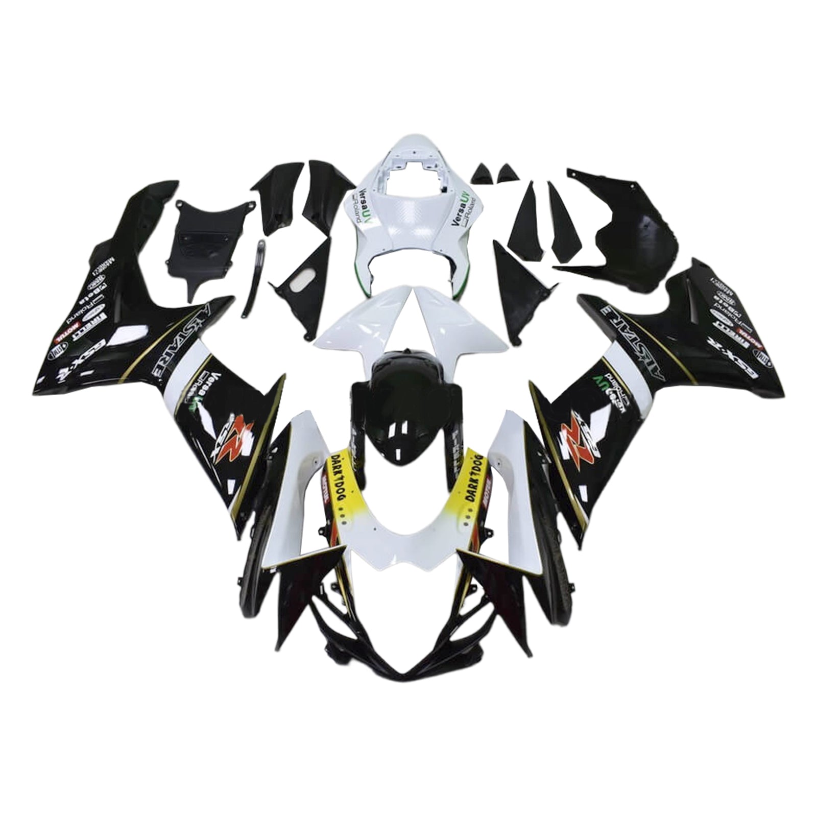 Amotopart 2011-2024 K11 GSXR 600/750 Suzuki Kit de carénage noir et blanc