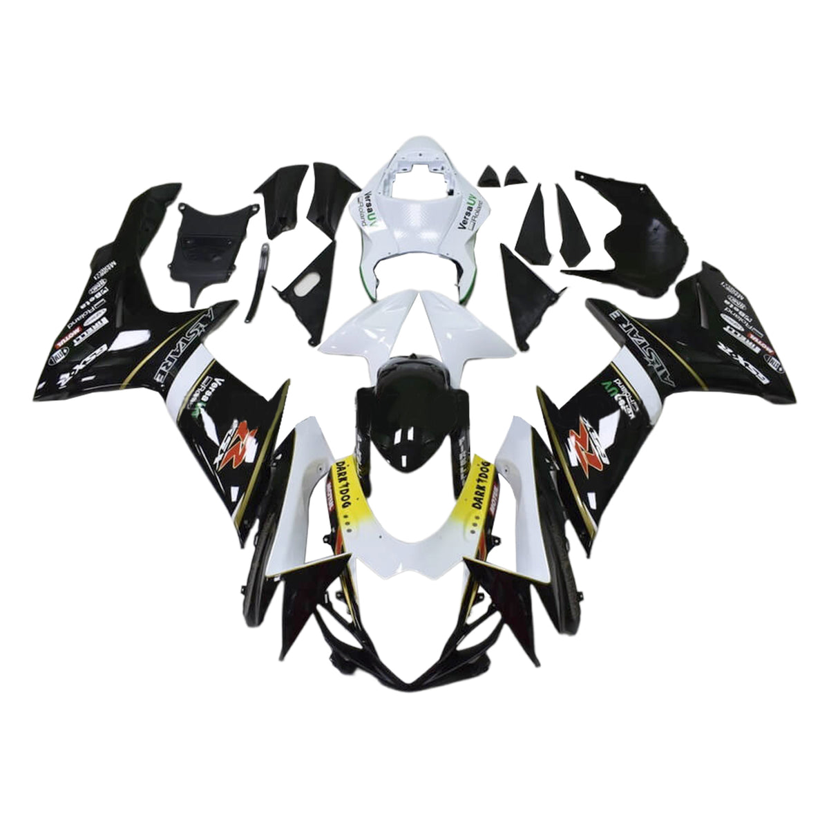 Amotopart 2011-2024 K11 GSXR 600/750 Suzuki Black&White Fairing Kit