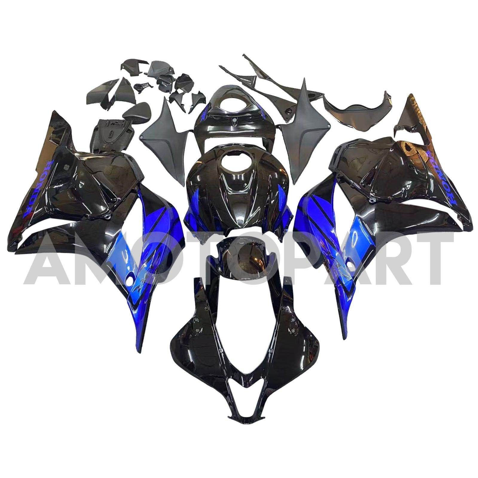 Amotopart 2009-2012 Honda CBR600RR Black ＆ Blue Fairing Kit