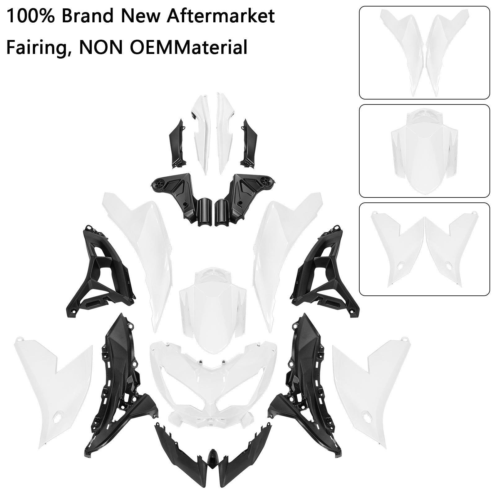 Amotopart 2022-2024 Kawasaki VERSYS 650 KLE ABS White Fairing Kit