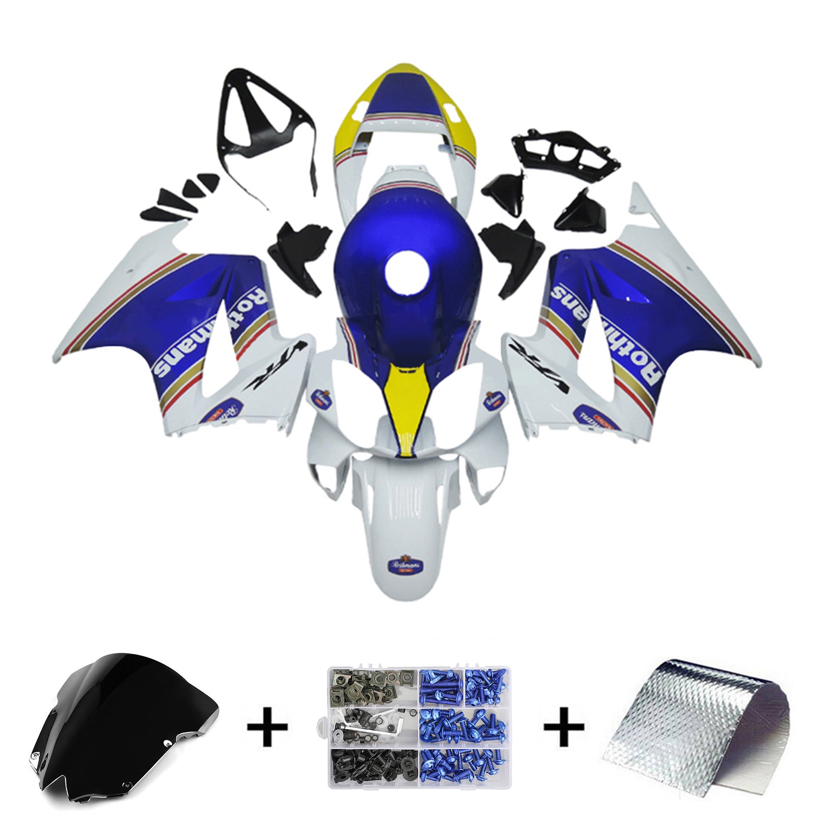 Amotopart 2002-2013 Kit de carénage Honda VFR800 bleu et blanc Style2