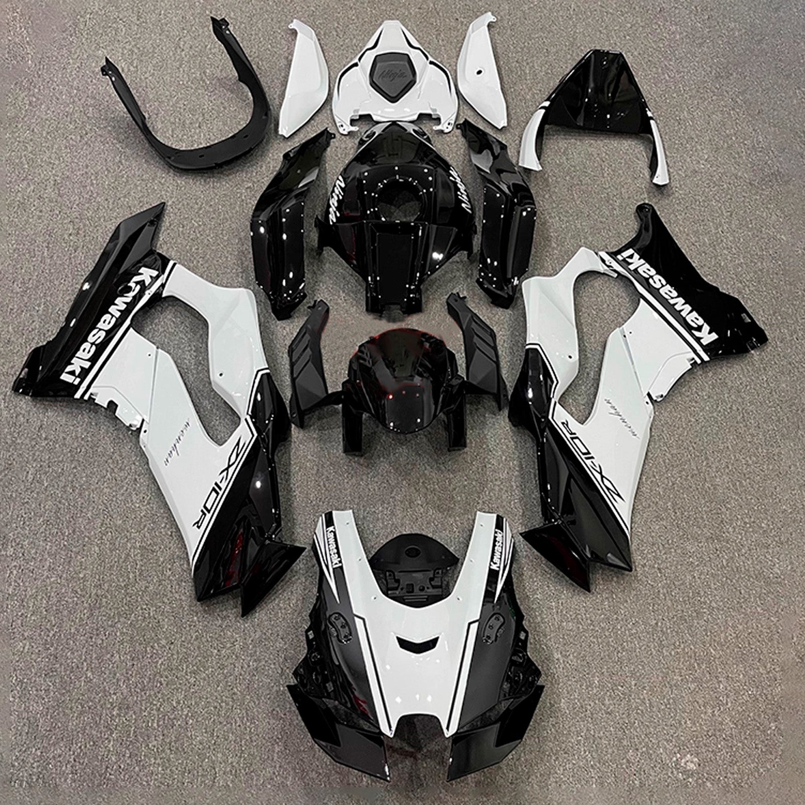 Amotopart 2021-2025 Kawasaki ZX-10R/ZX-10RR Black & White Fairing Kit