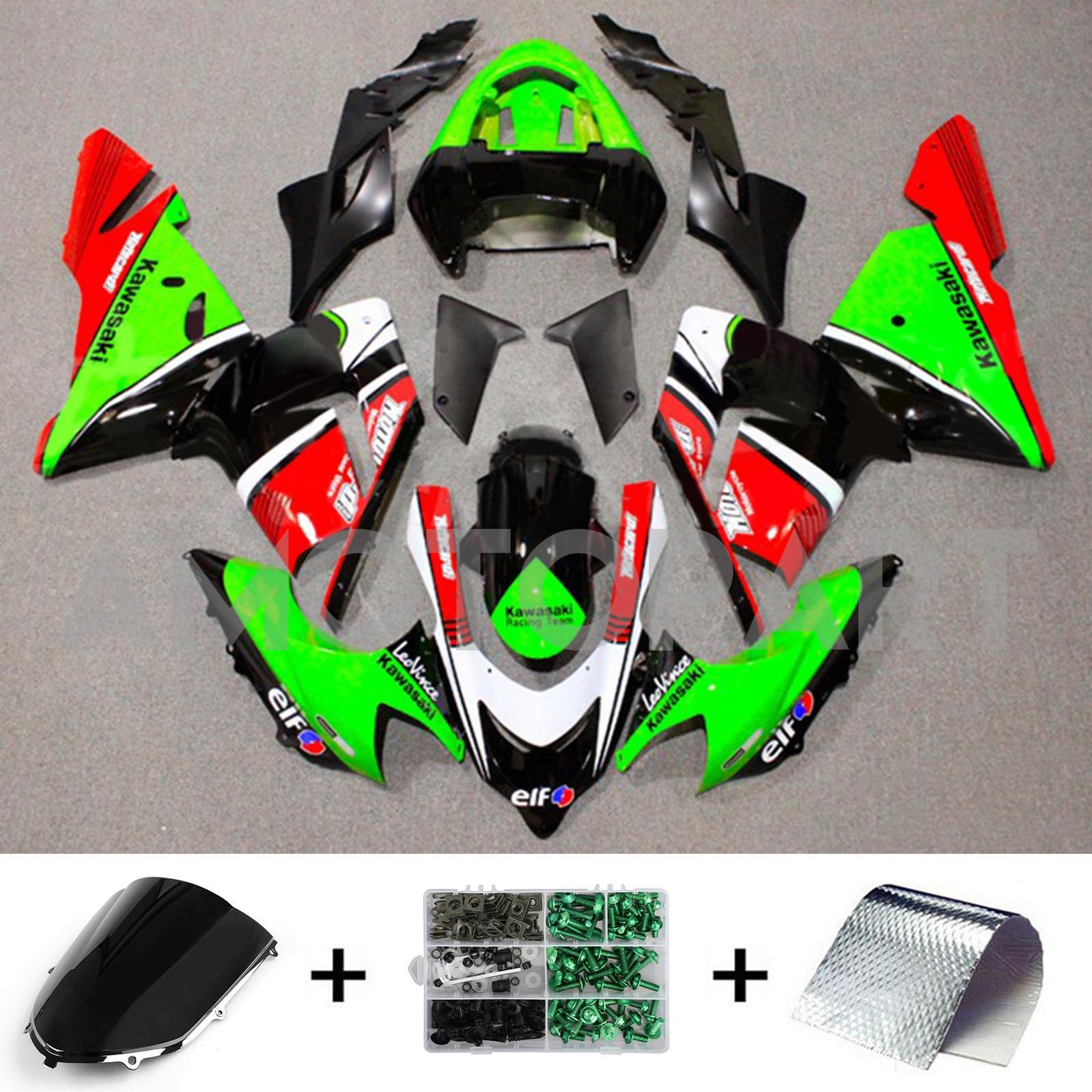 Amotopart 2004-2005 ZX10R Kawasaki Green & Red Fairing Kit