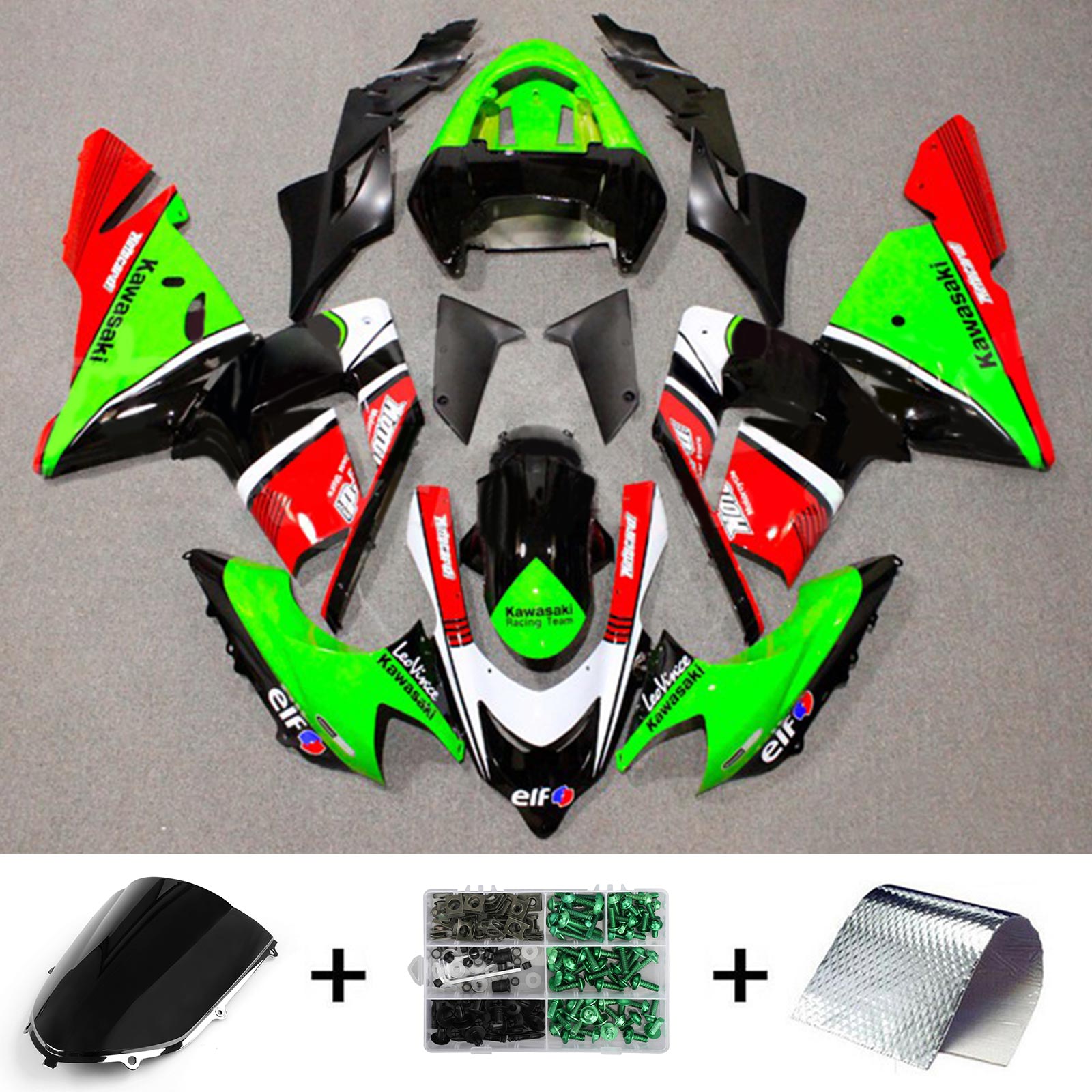 Amotopart 2004-2005 ZX10R カワサキ グリーン&レッド フェアリングキット