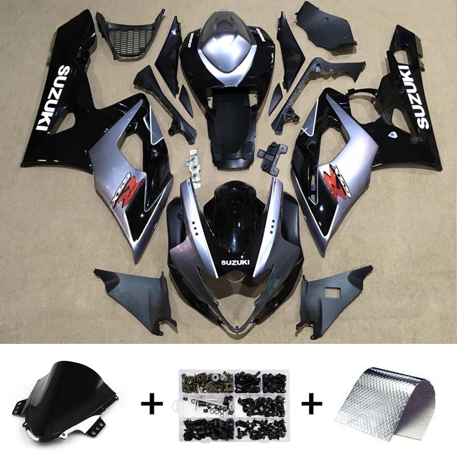 Amotopart 2005-2006 Suzuki GSXR1000 Black Gray Fairing Kit