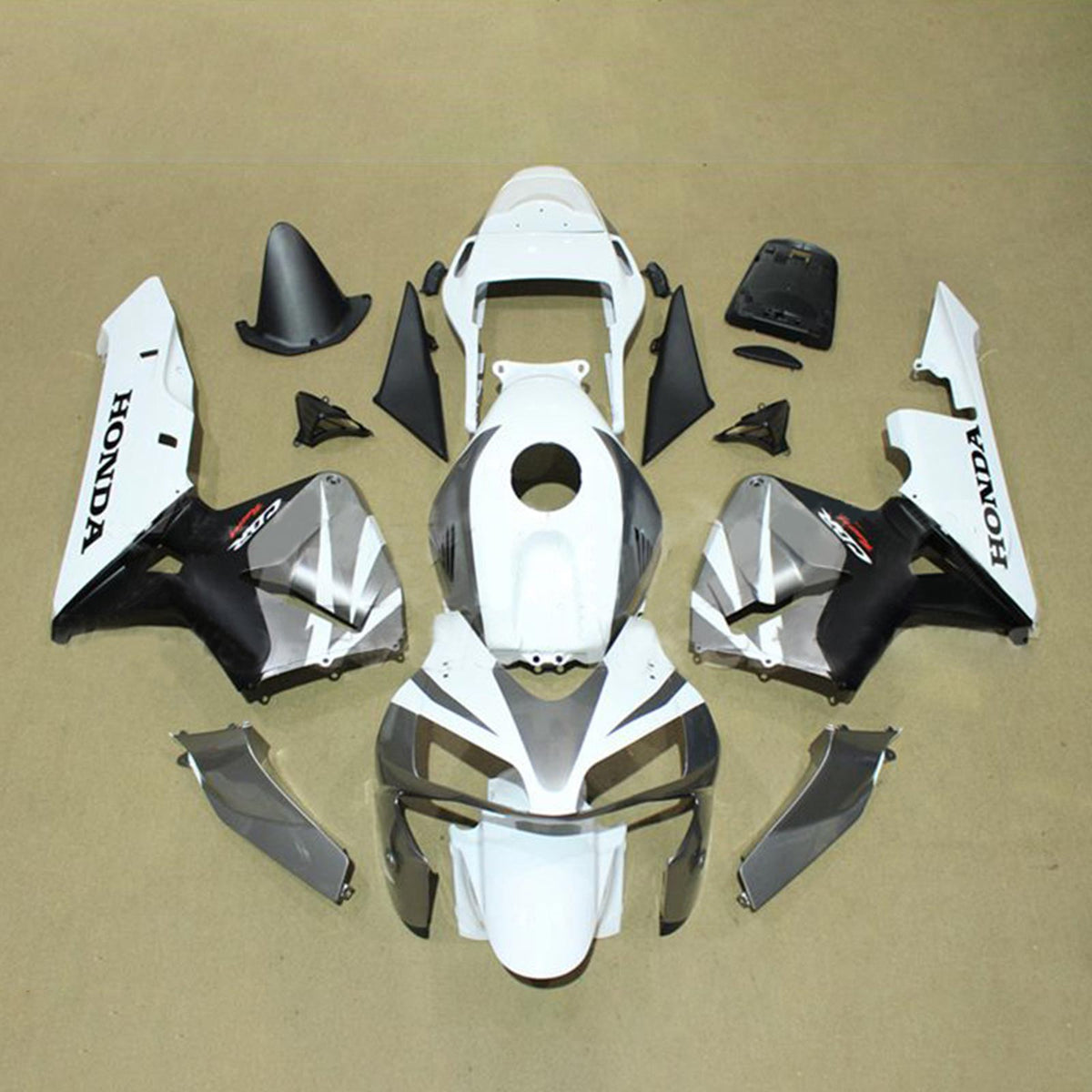 Amotopart 2003-2004 Honda CBR600RR White Black Fairing Kit