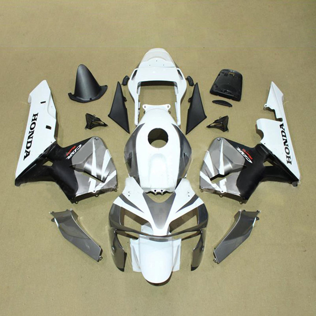 Amotopart 2003-2004 Honda CBR600RR Kit de carenado blanco negro