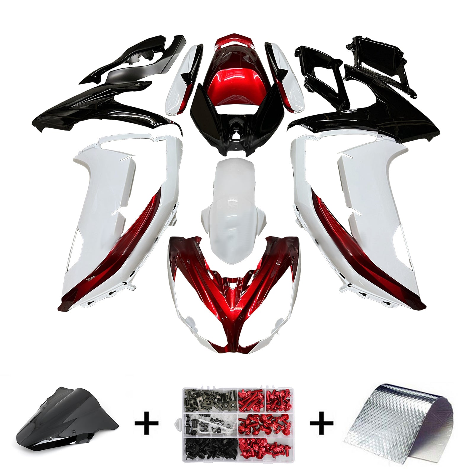 Amotopart 2012-2016 Kawasaki Ninja 650 ER6F Black White Red Fairing Kit