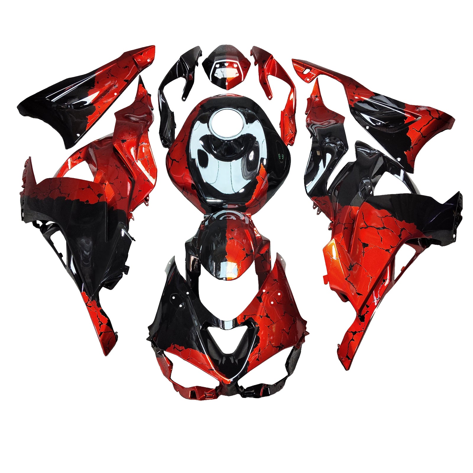 Amotopart 2024-2025 Kawasaki ZX-6R Glossy Red & Black Fairing Kit