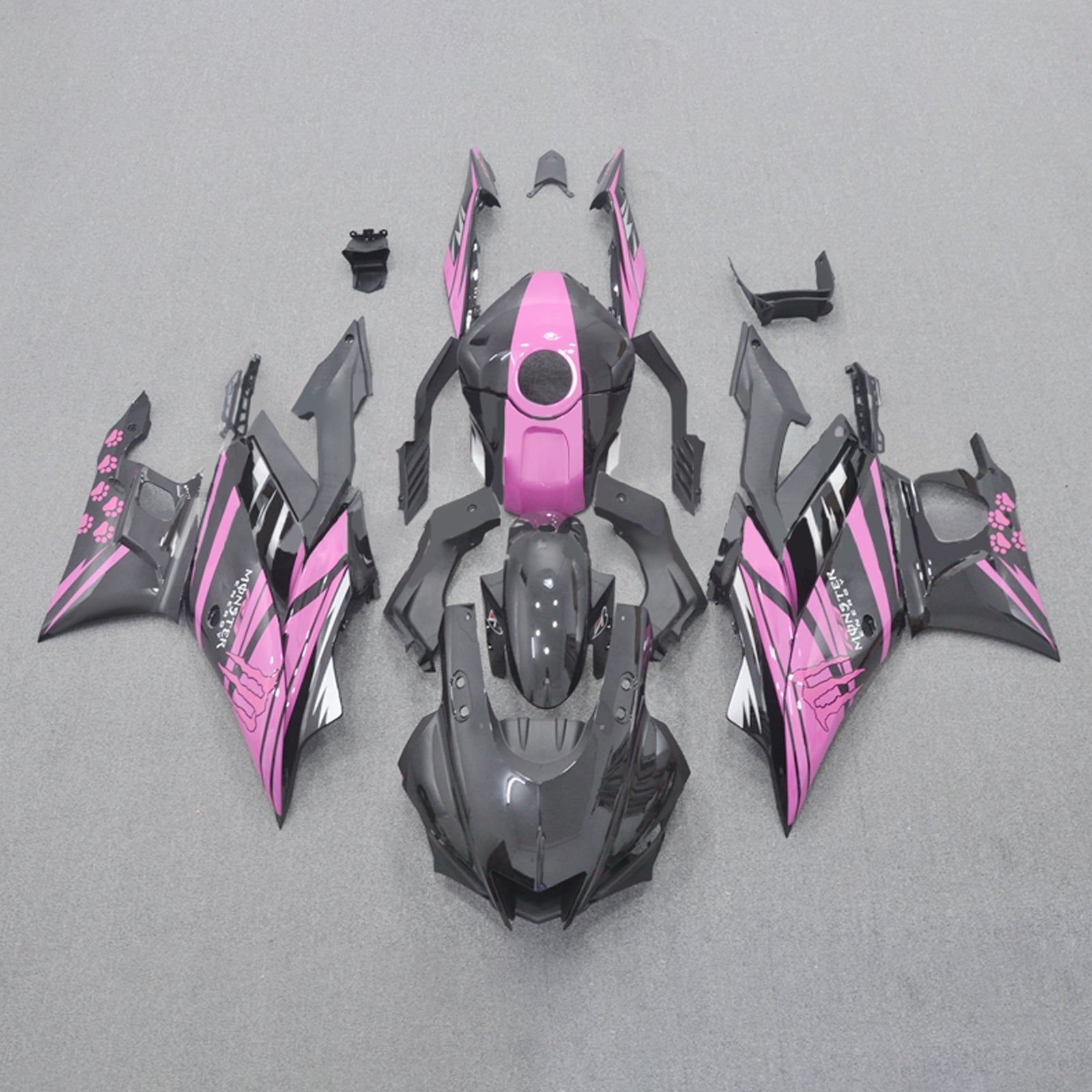 Amotopart 2022-2024 Yamaha YZF-R3 & R25 Pink Black Fairing Kit