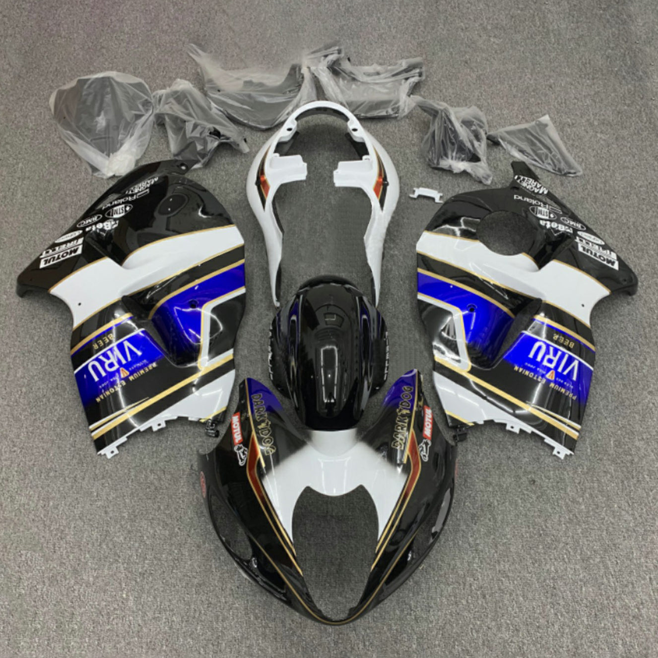 Amotopart 1999-2007 スズキ ハヤブサ GSX1300R ブルー&ブラック スタイル1 フェアリングキット