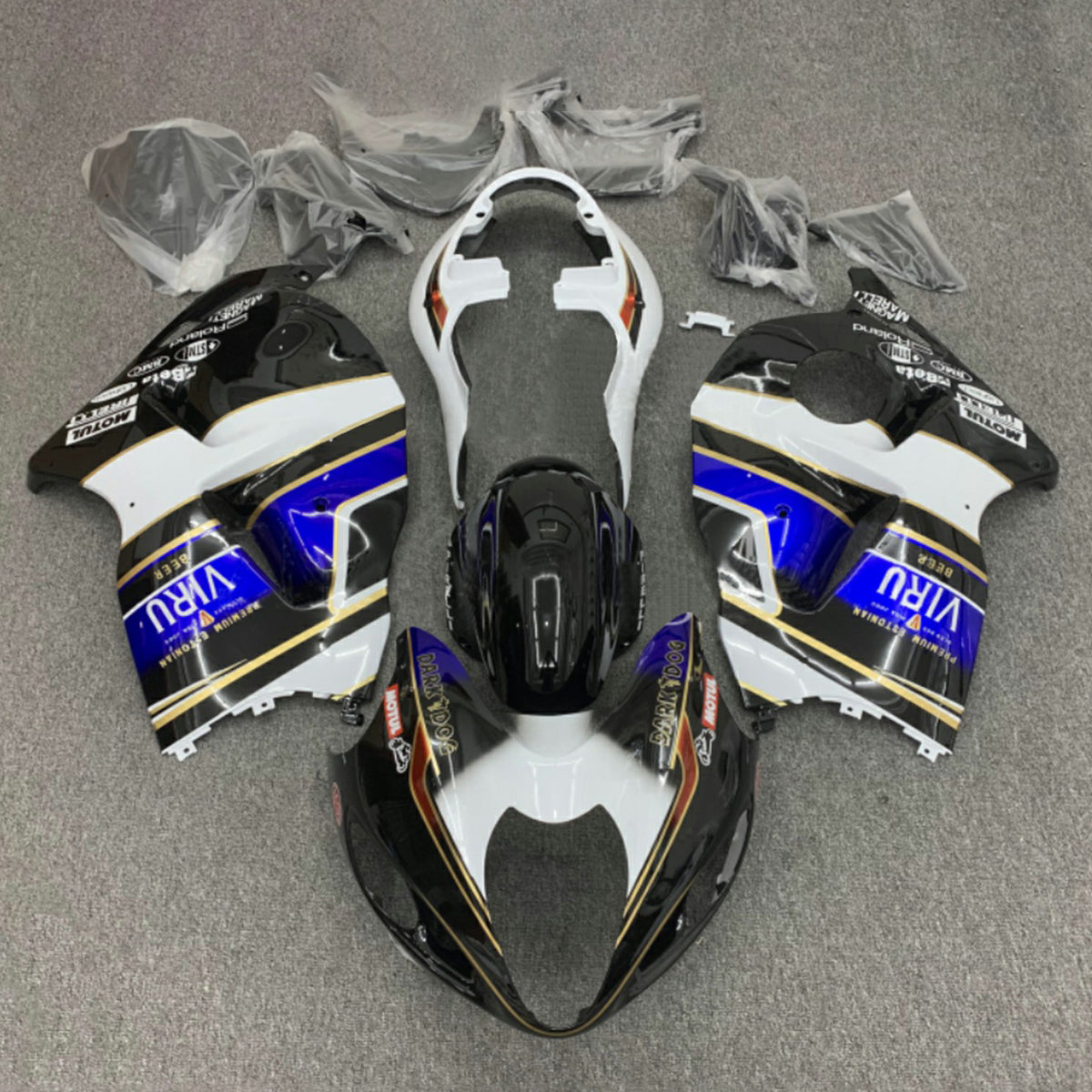 Amotopart 1999-2007 Suzuki Hayabusa GSX1300R Azul y Negro Style1 Kit de carenado