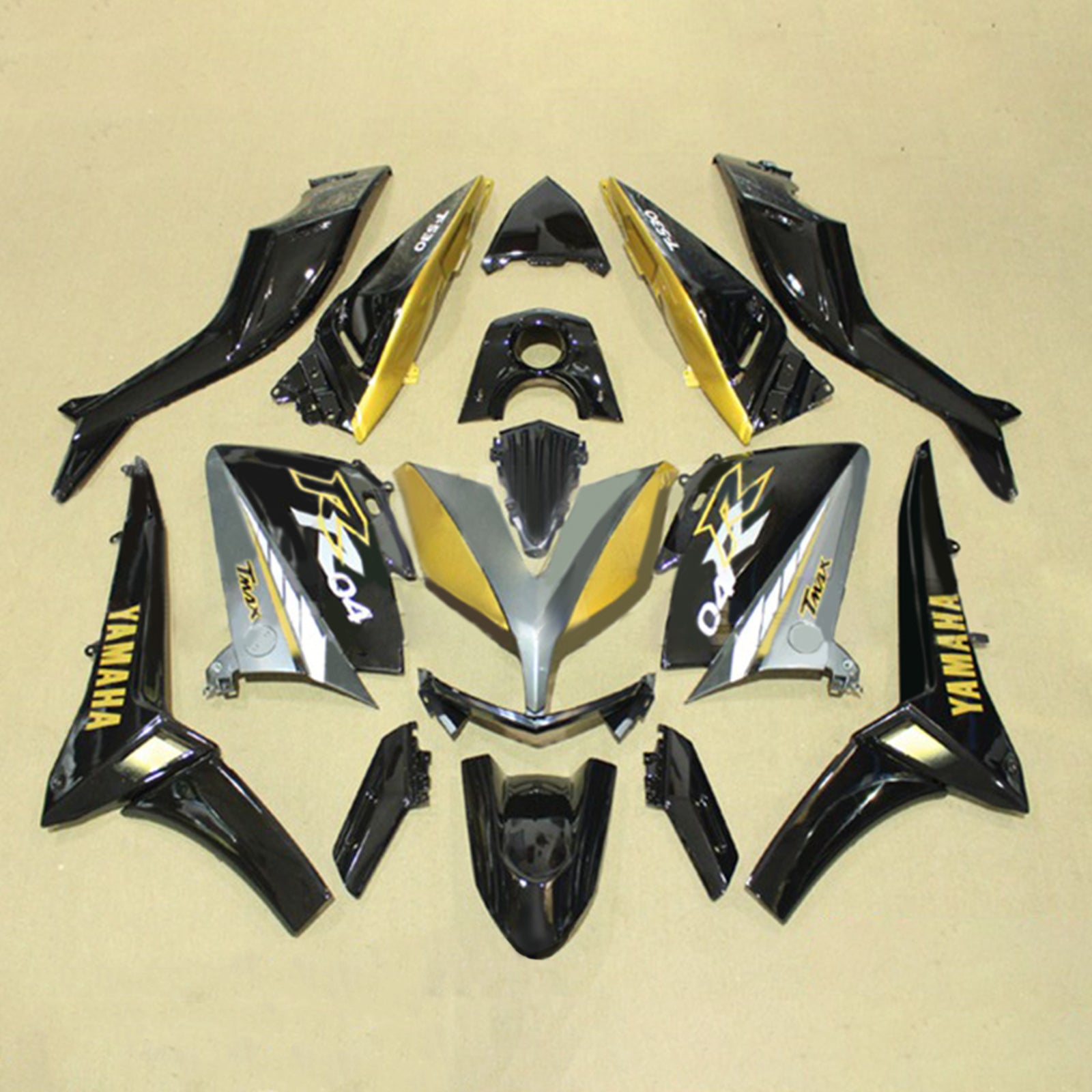 Amotopart 2015-2016 Yamaha T-Max TMAX530 Fairing Black&Gold Kit