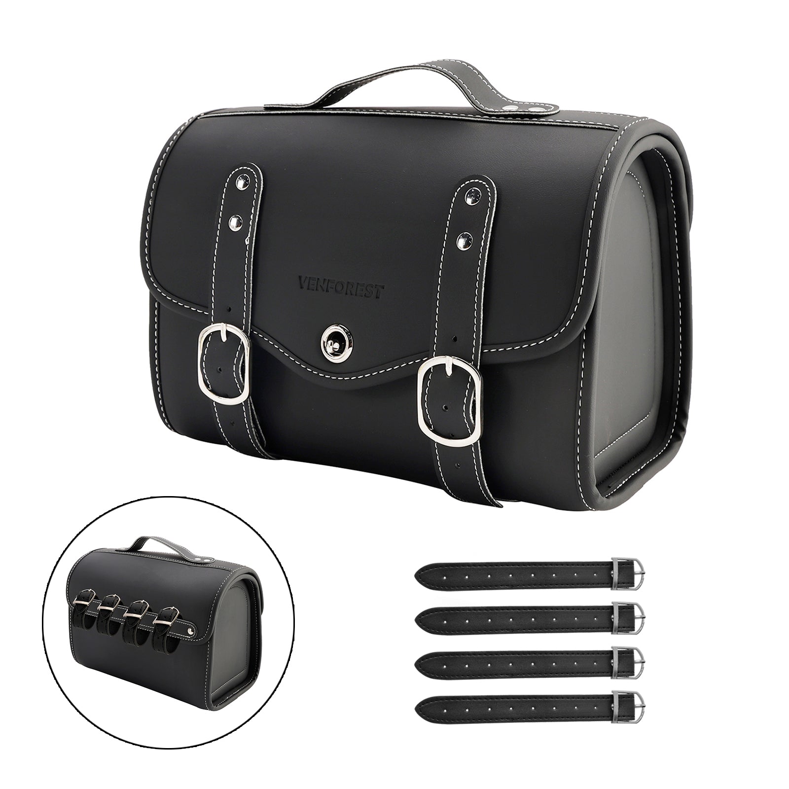 SaddleBag Bok Storage Torka ogonowa uniwersalne dopasowanie koloru pu białe dla motocykla białe