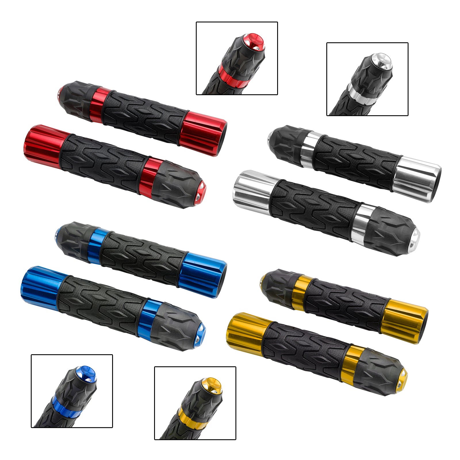 7/8"/22Mm Motorcycle Handle Bar Hand Grips Cnc Universal Red For Motorcycles Silver