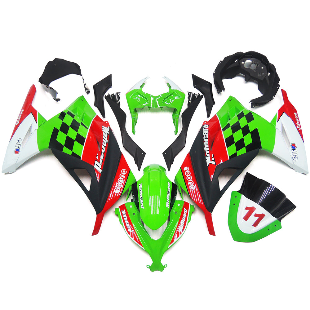 Kit de carénage Amotopart Kawasaki EX300/Ninja 300 2013-2023 vert rouge