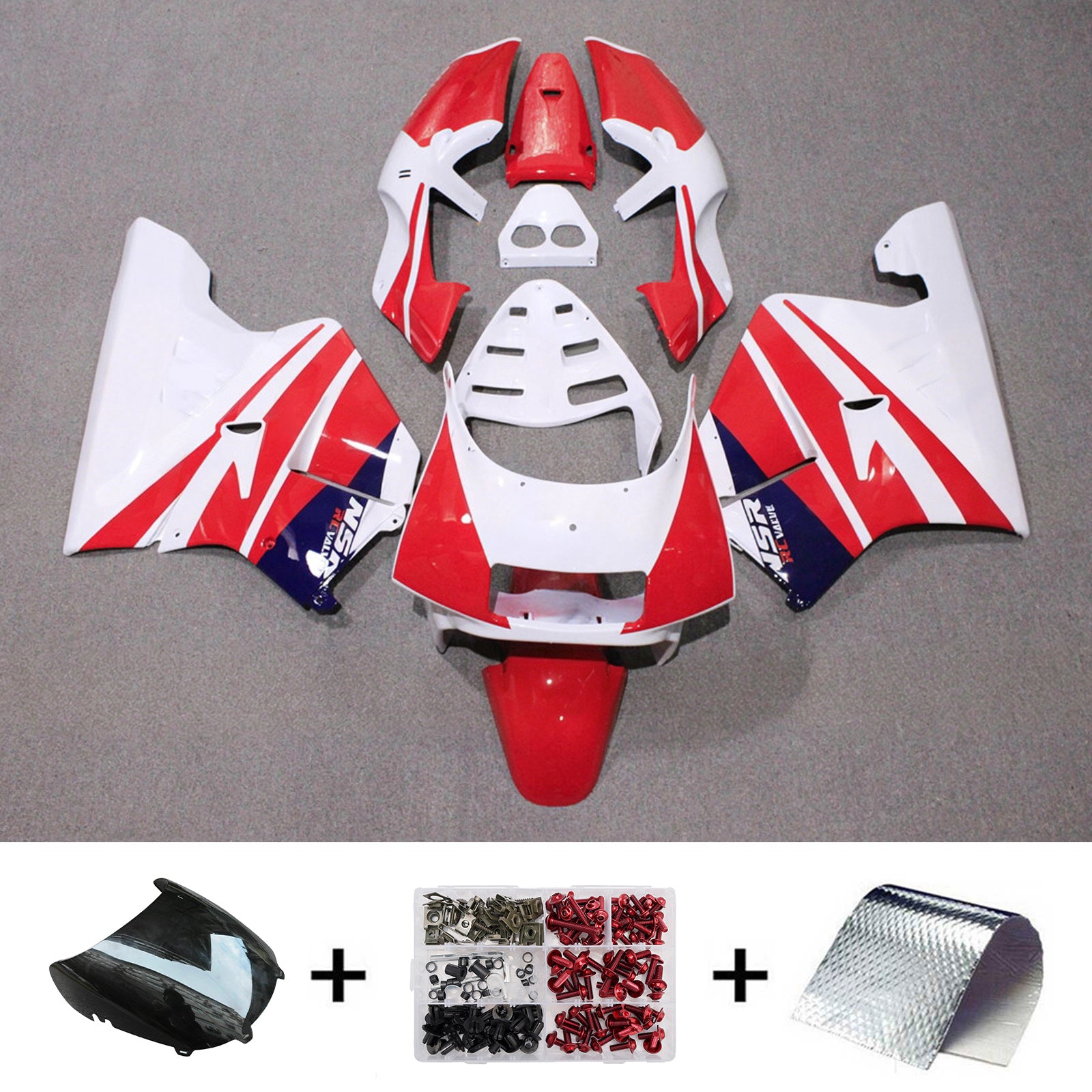 Amotopart 1990-1993 Honda NSR250 PGM-3 White/Red Fairing Kit