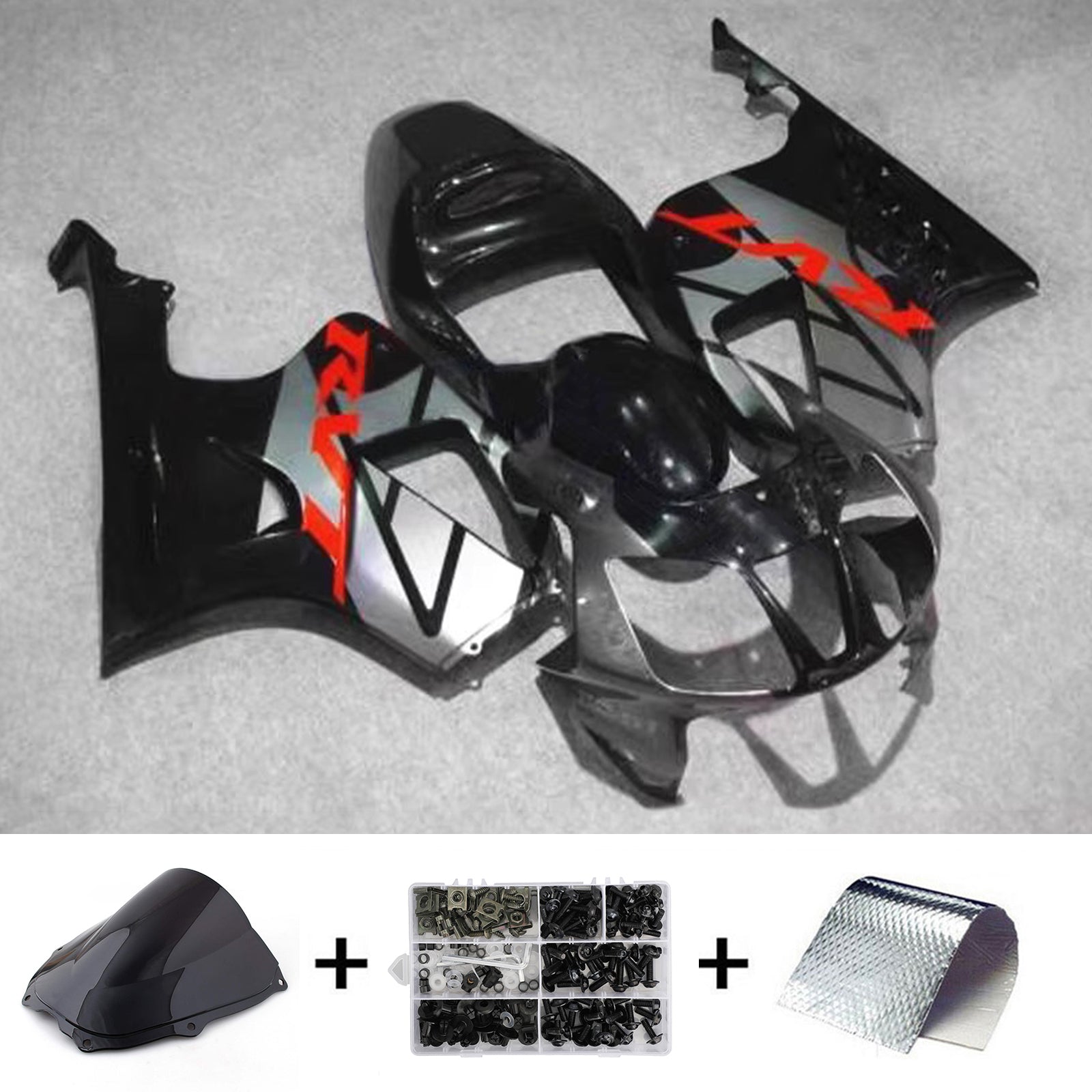 Amotopart 2000-2006 Honda VTR1000 RC51 Kit de carenado negro/plata