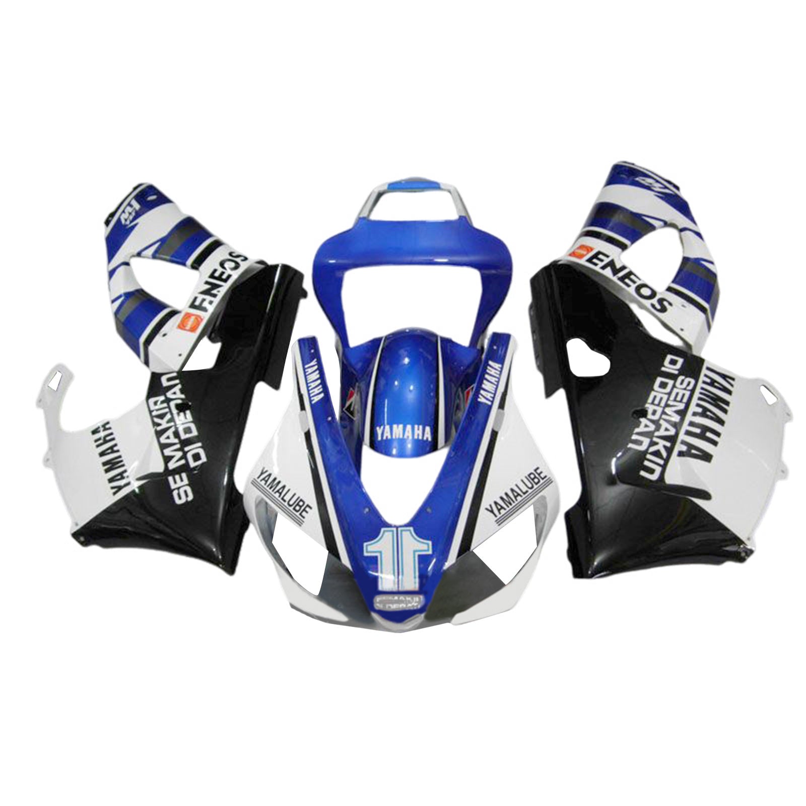 Amotopart 1998-1999 Yamaha YZF 1000 R1 Verkleidungssatz, Blau/Schwarz/Weiß