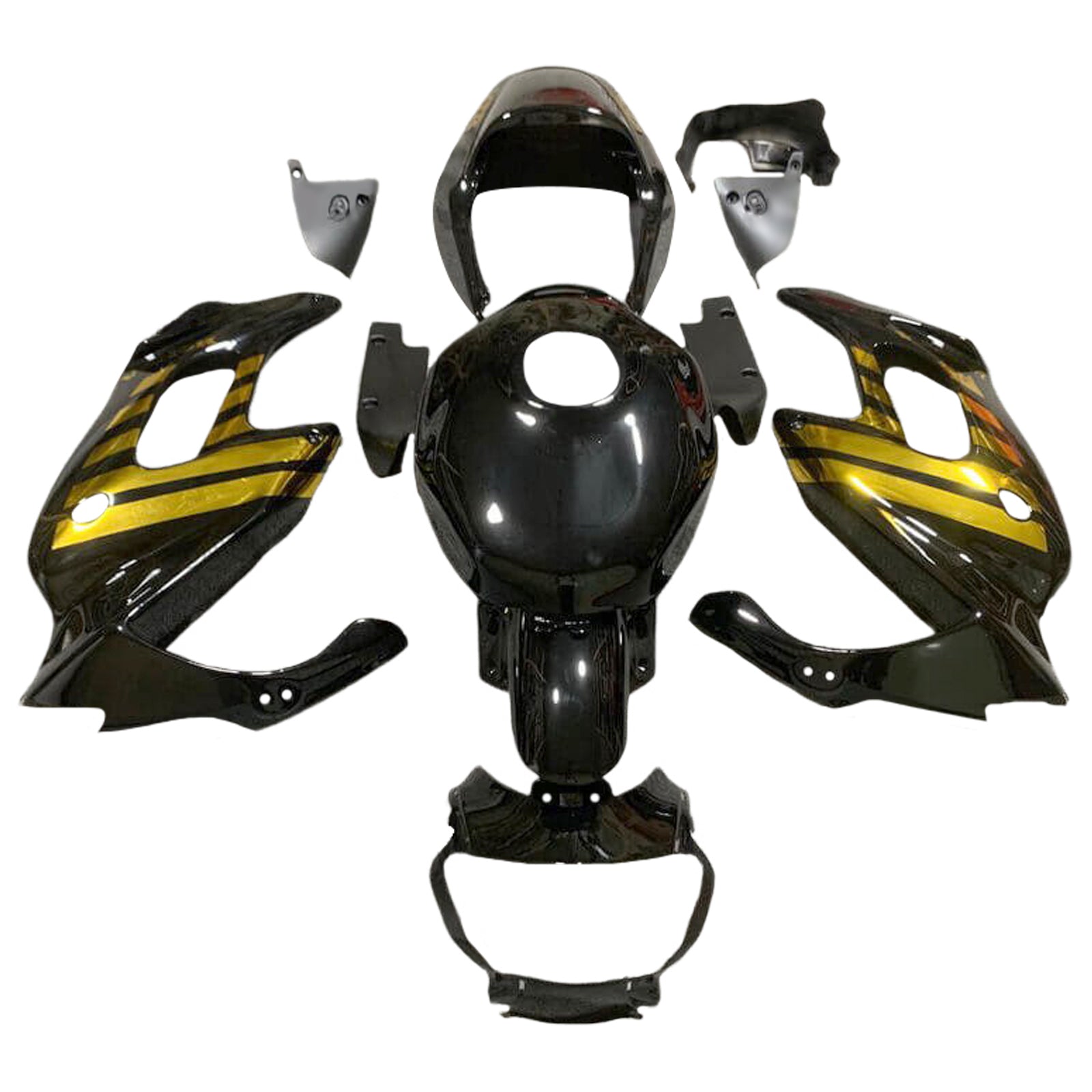 Amotopart 1997-2005 VTR1000F Honda Kit de carenado negro y dorado