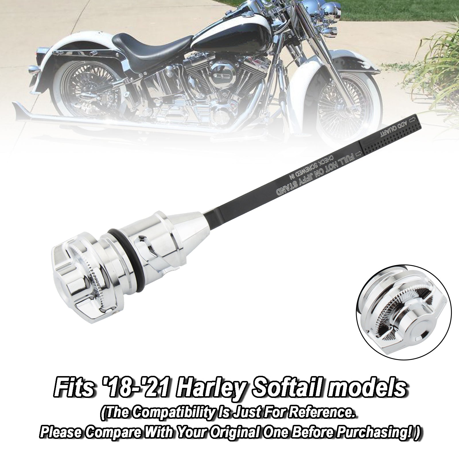 Tappo del tappo del serbatoio dell'astina di livello dell'olio Softail Breakout Fat Boy 114 Street Bob 18-22