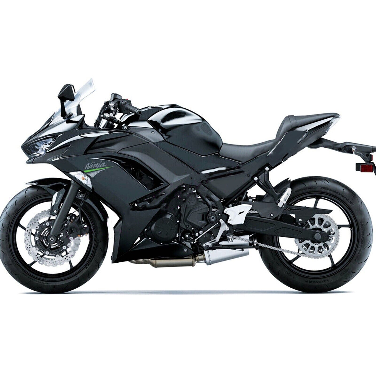 Amotopart 2020-2024 Kawasaki ER-6F Ninja650 Verkleidungssatz, glänzend schwarz