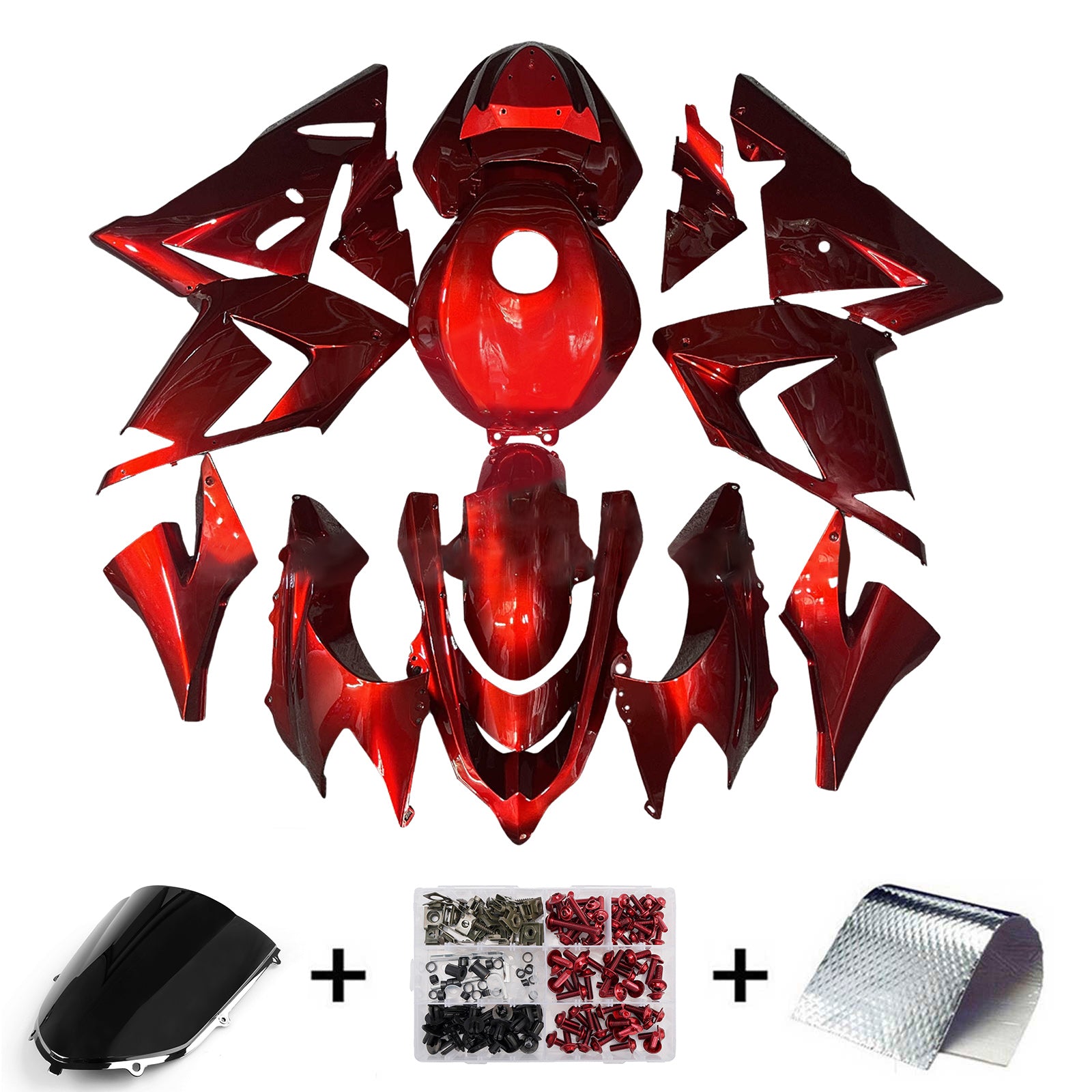 Amotopart 2004-2005 Kawasaki ZX10R Gloss Red Fairing Kit
