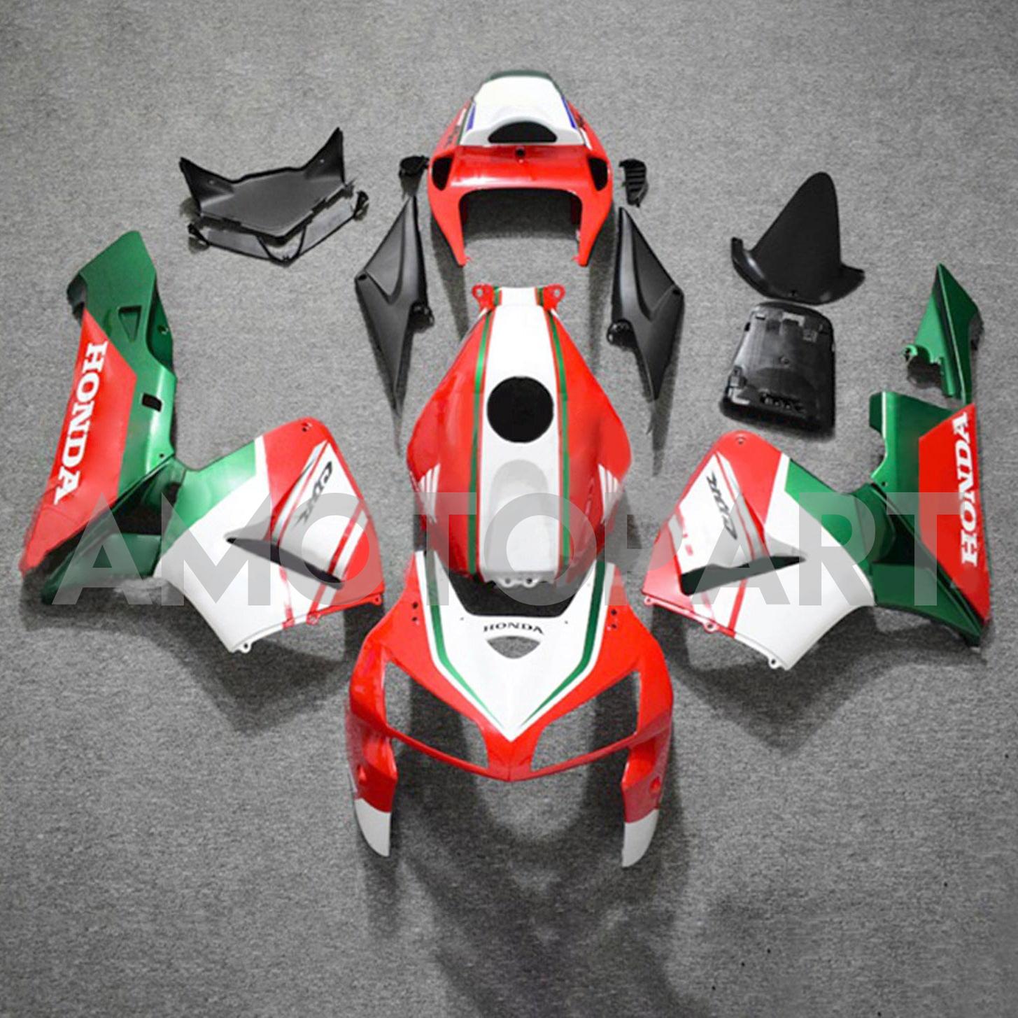 Amotopart 2005-2006 Honda CBR600RR Red White Green Fairing Kit