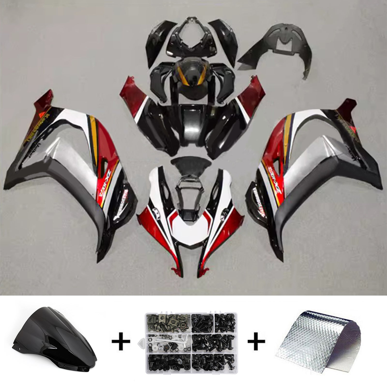 Amotopart 2016-2020 Kawasaki ZX10R Red Silver Black White Fairing Kit