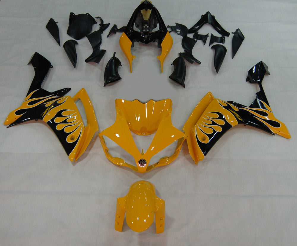 Amotopart 2007-2008 Yamaha YZF 1000 R1 Kit de carenado negro y amarillo