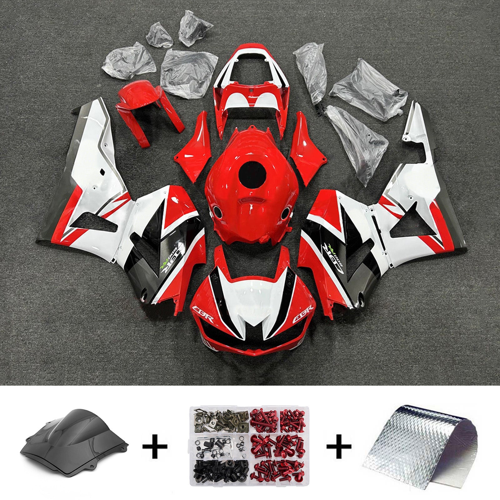 Amotopart 13-26 US ver. & 13-23 European ver. Honda CBR600RR White Red Fairing Kit