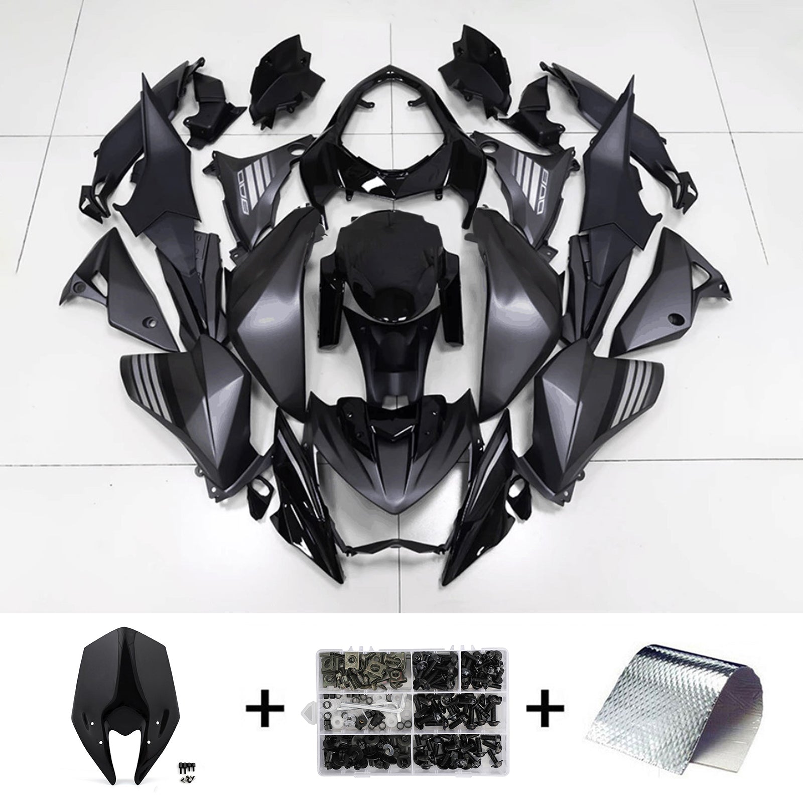 Kit carena Amotopart 2013-2018 Kawasaki Z800 nero opaco Style1