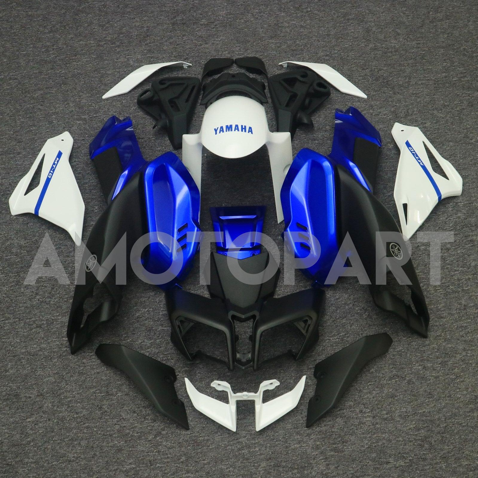 Amotopart 2016-2020 Yamaha MT-10 White Blue Black Fairing Kit