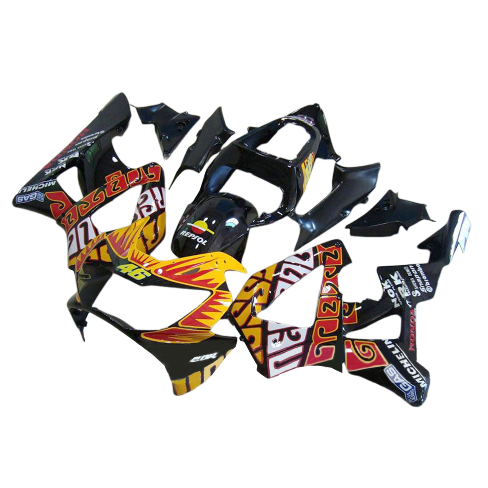 Amotopart 2000-2001 Honda CBR929RR Black Orange Fairing Kit