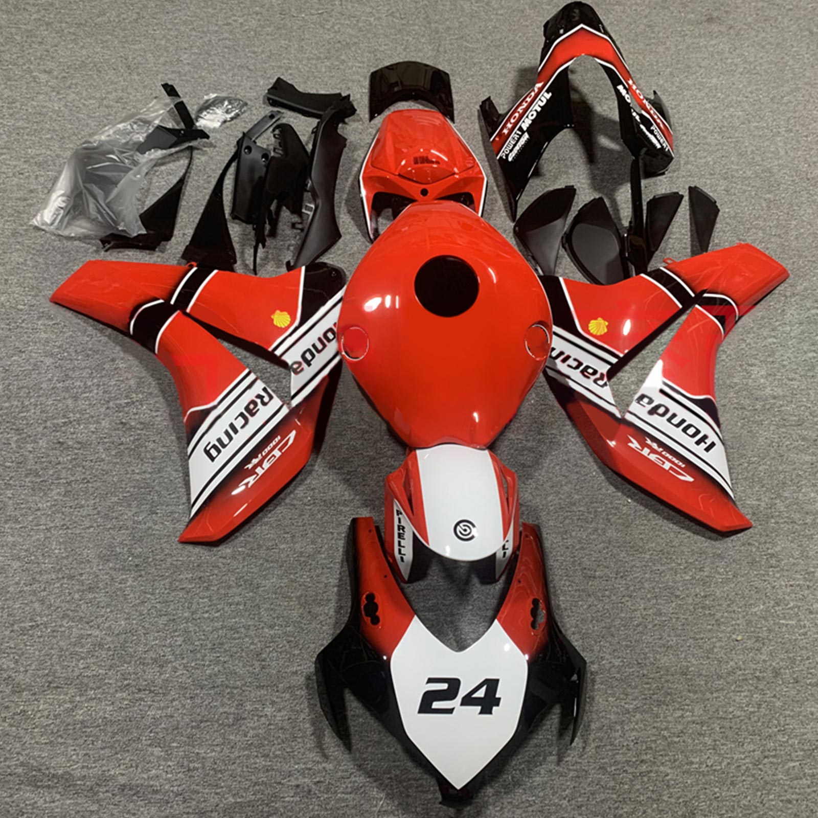 Amotopart Kit de carénage Honda CBR1000RR Style2 rouge et blanc 2008-2011