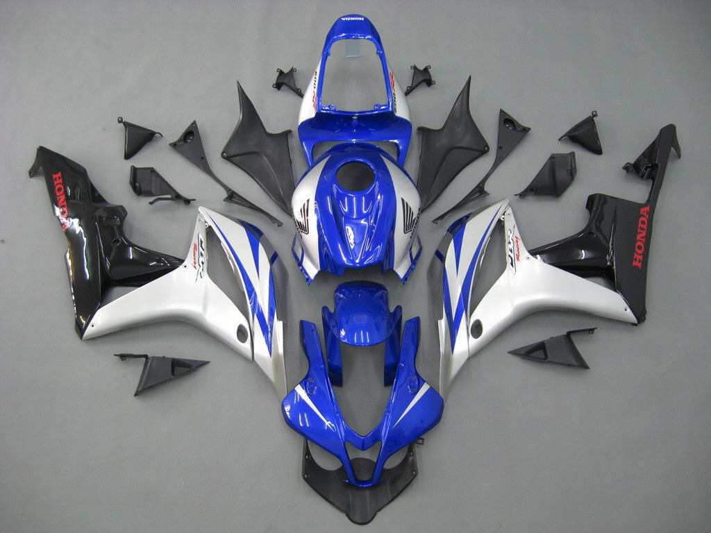 Amotopart 2007-2008 Honda CBR600RR Kit de carenado azul y plateado