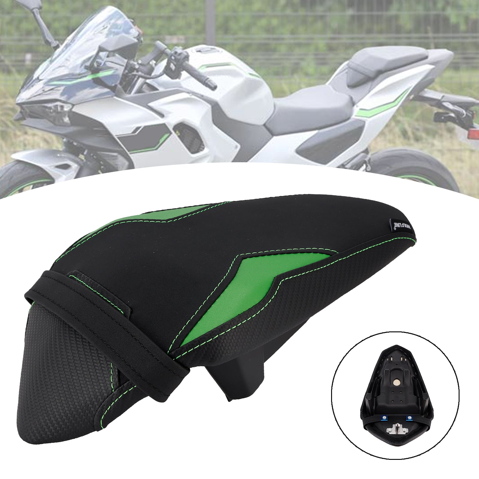 24-26 Kawasaki Ninja 7 Hybrid Bagsæde Passagerhynde Flat Pu