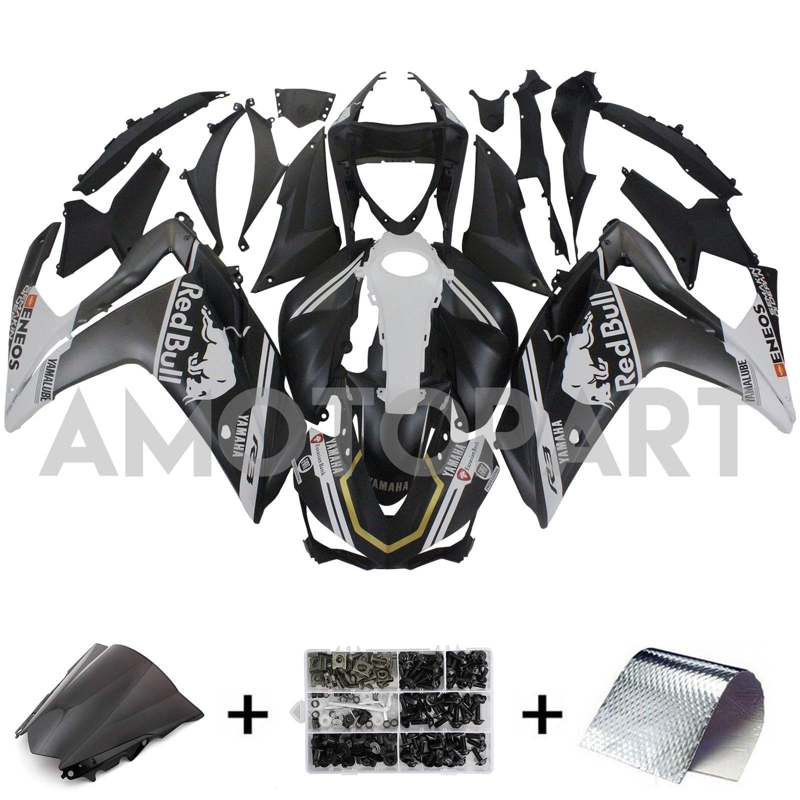 Amotopart Yamaha 2014-2018 YZF-R3 2015-2017 R25 Black Fairing Kit