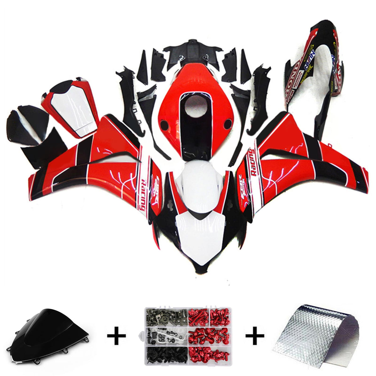 Amotopart 2008-2011 Honda CBR1000RR Kit de carénage rouge et noir