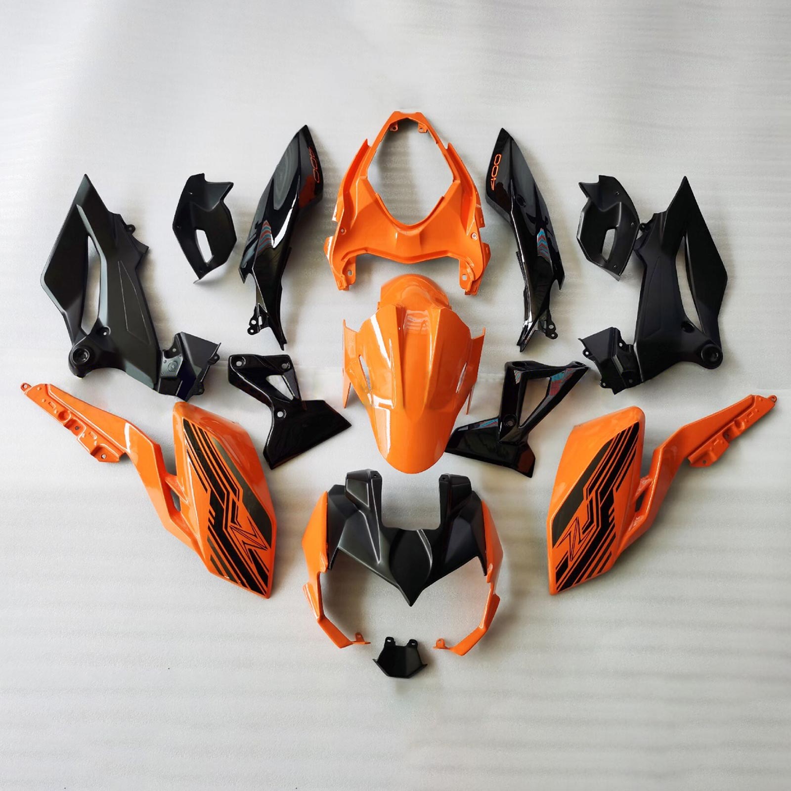 Amotopart 2018-2024 Z400 Kawasaki Black Orange Fairing Kit