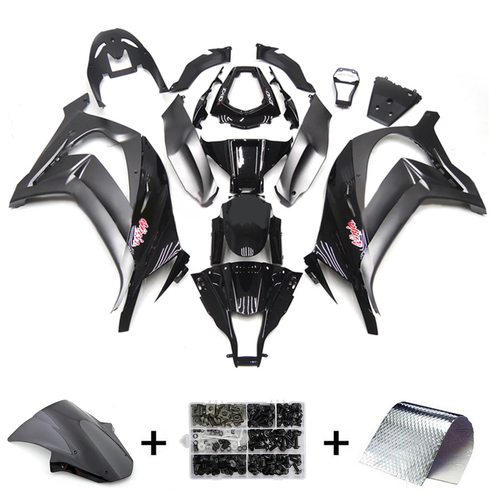 Amotopart 2011-2015 Kawasaki ZX10R Gloss&Matte Black Style1 Fairing Kit