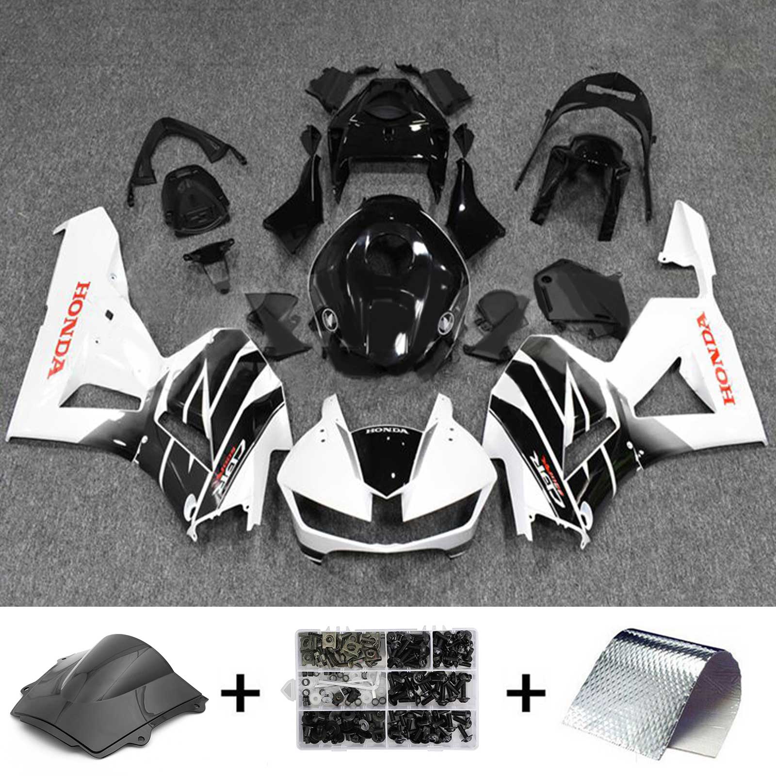 Amotopart 2013–2023 F5 CBR600RR Honda Schwarz-Weiß Style3 Verkleidungsset