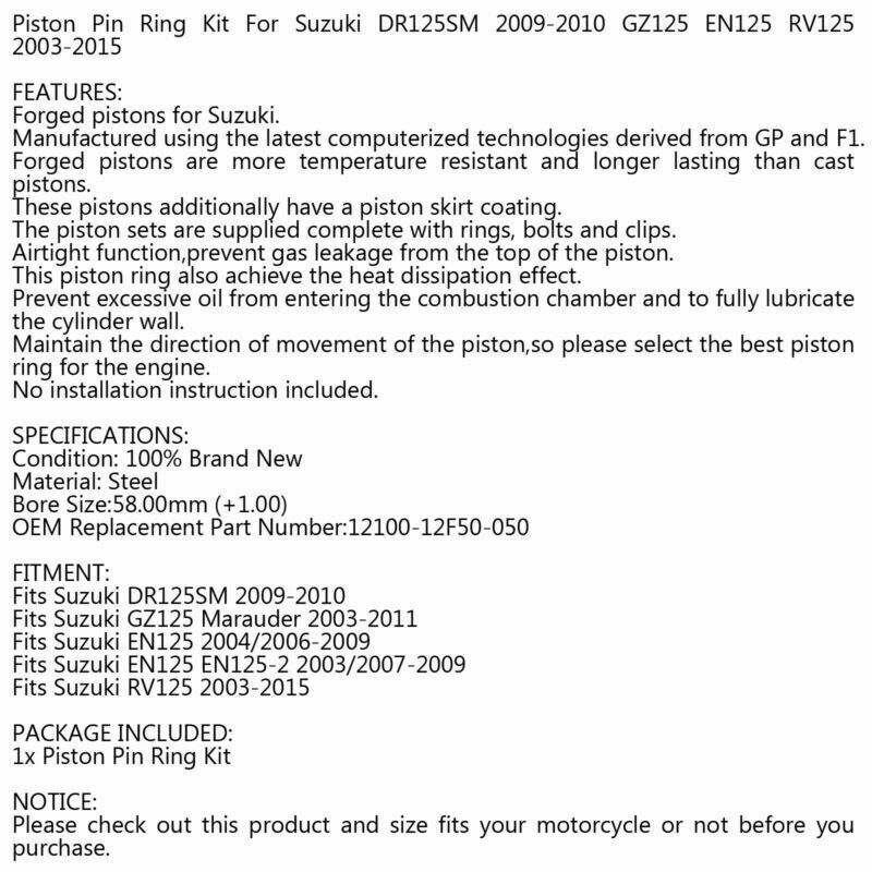 スズキ DR125SM 09-10 GZ125 EN125 RV125 03-15 ピストンピンリングキット 12100-12F50-050