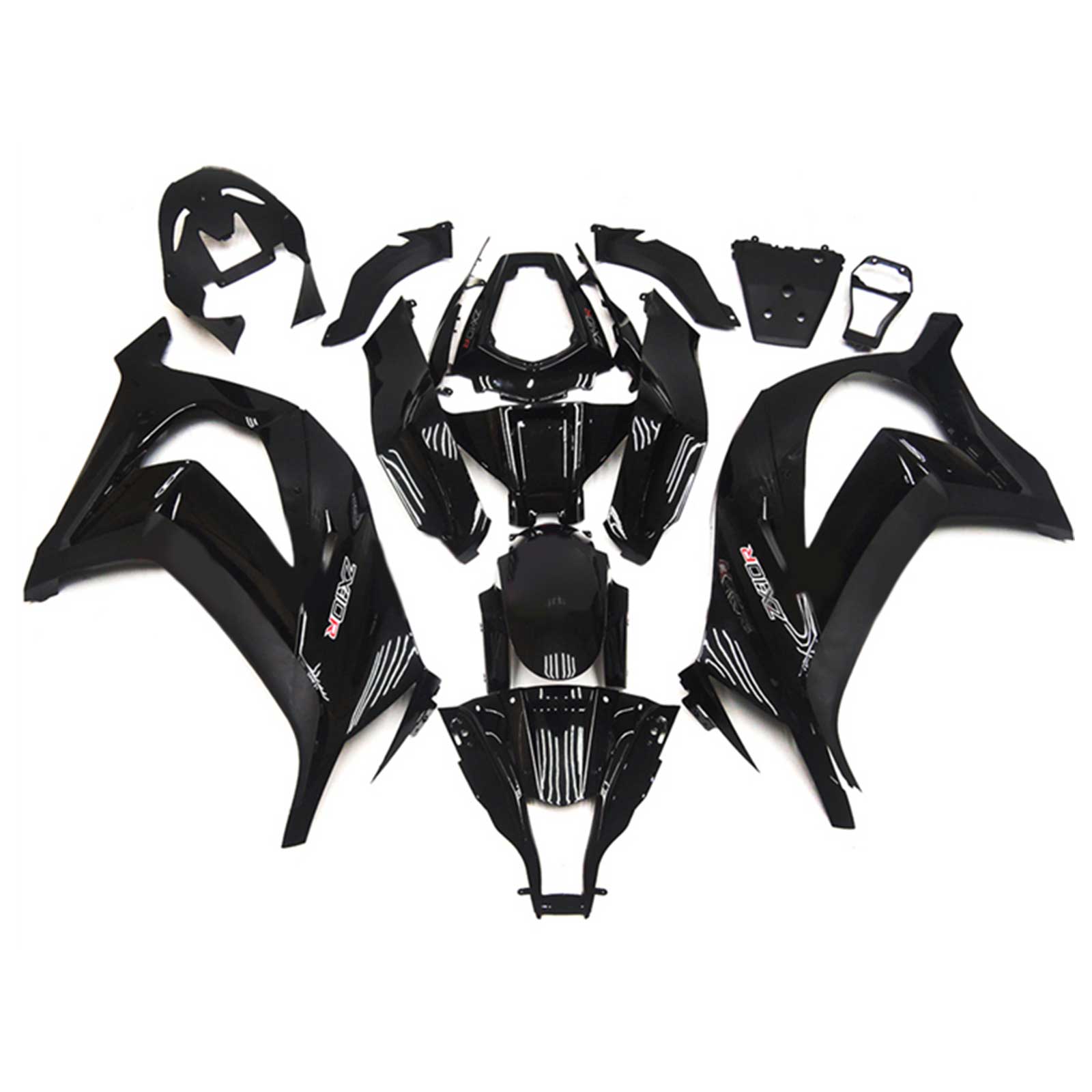 Amotopart 2011-2015 Kawasaki ZX10R Gloss&Matte Black Style2 Verkleidungsset