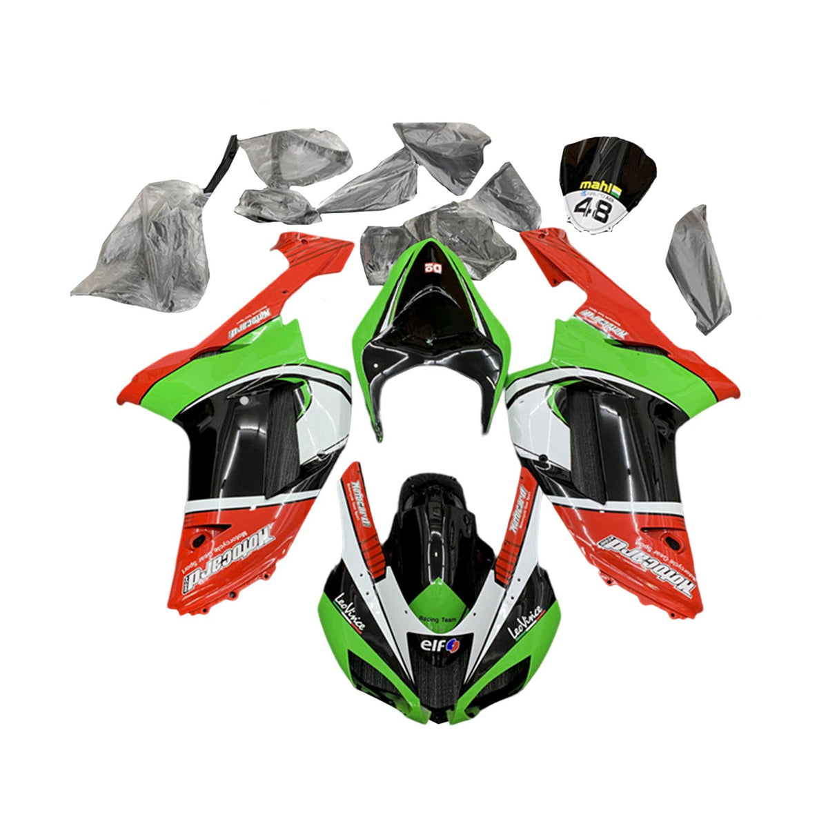 Amotopart 2007-2008 Kawasaki ZX6R 636 Kit de carenado rojo y naranja